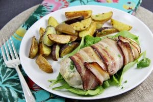 Bacon Wrapped Chicken Breasts Stuffed with Blue Cheese and Figs #duBretonDelicious