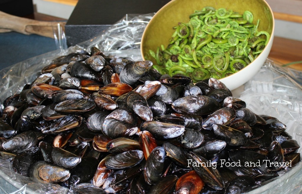 prince edward island mussels and fiddleheads