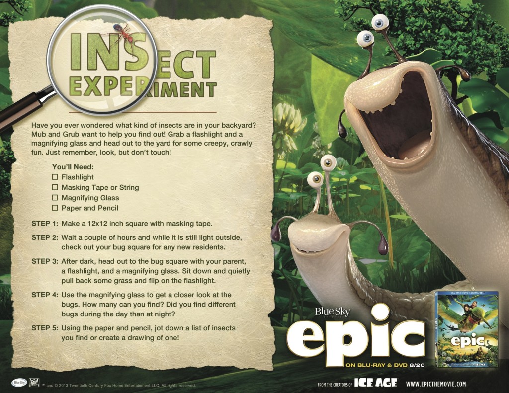 printable epic insect experiment activity sheet