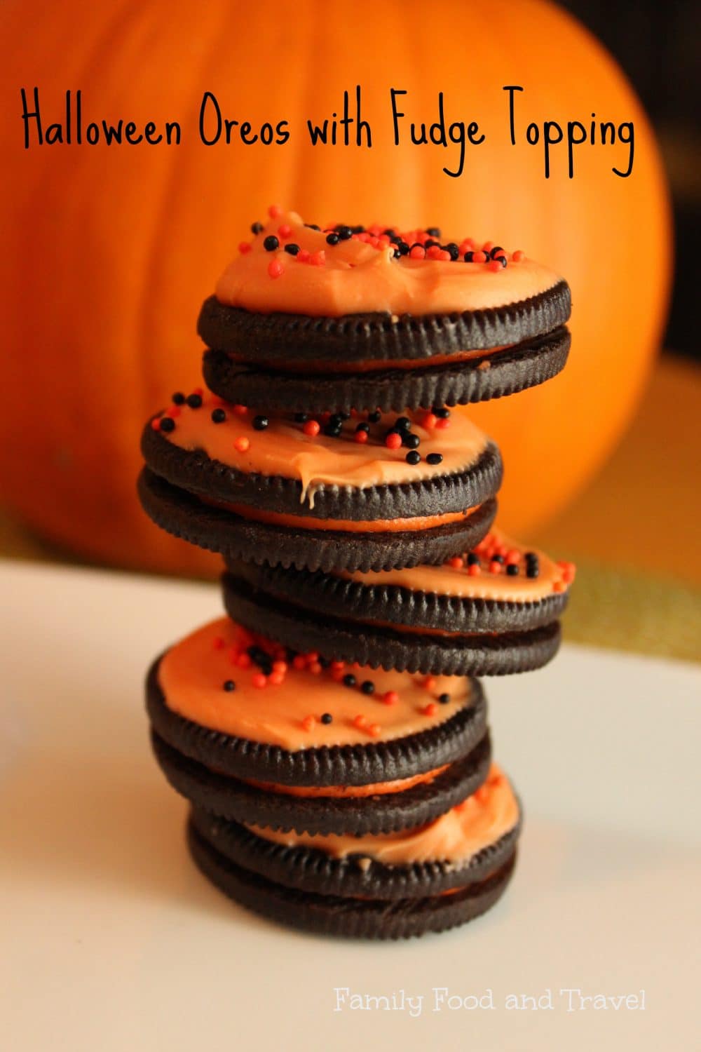 Halloween Oreos with Fudge Topping
