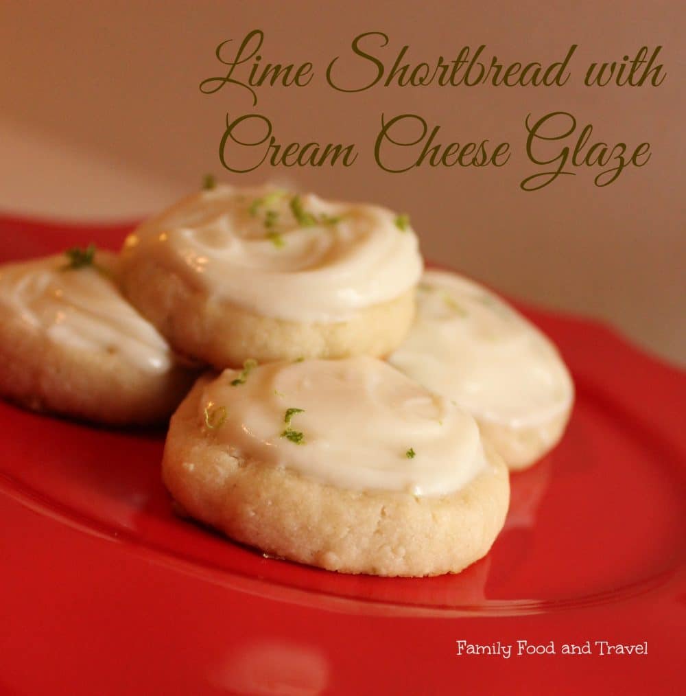 Lime Shortbread Cookies with Cream Cheese Glaze