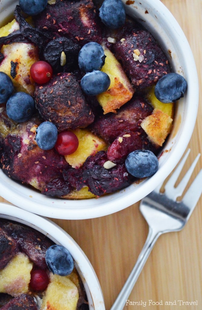 French toast bake with berry reduction