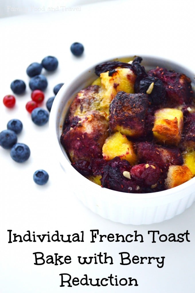 French toast bake with berry reduction and angel food b