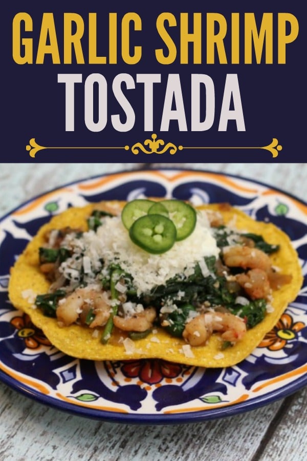 Garlic Shrimp Tostada with Jalapenos