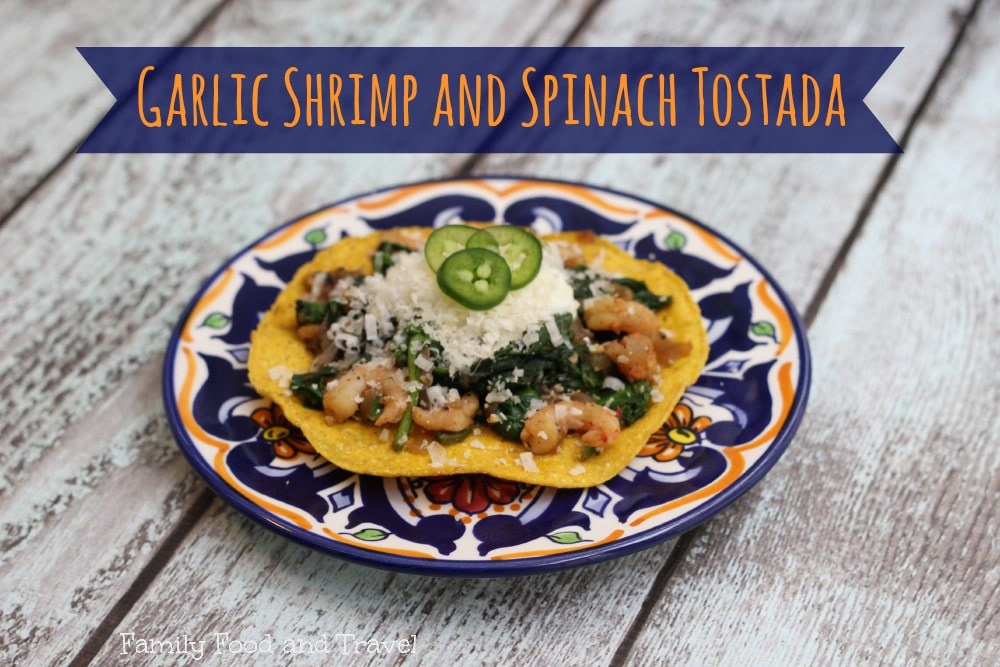 Garlic Shrimp and Spinach Tostada