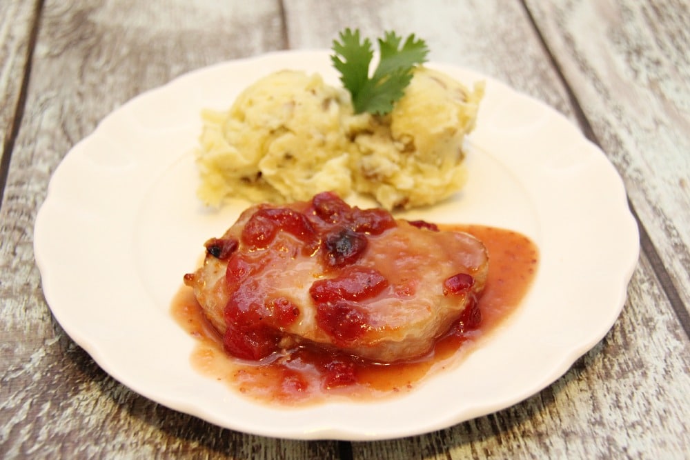 Pan Seared Pork Chop with Cranberry Sauce