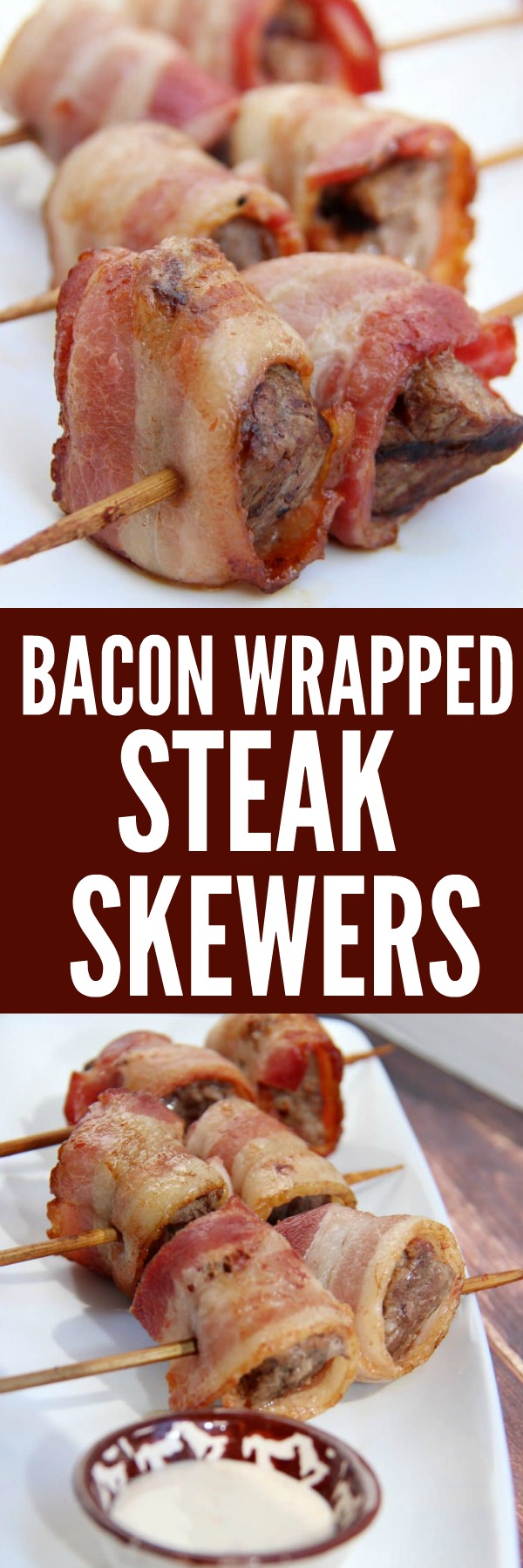 Bacon wrapped steak skewers - made in the oven.