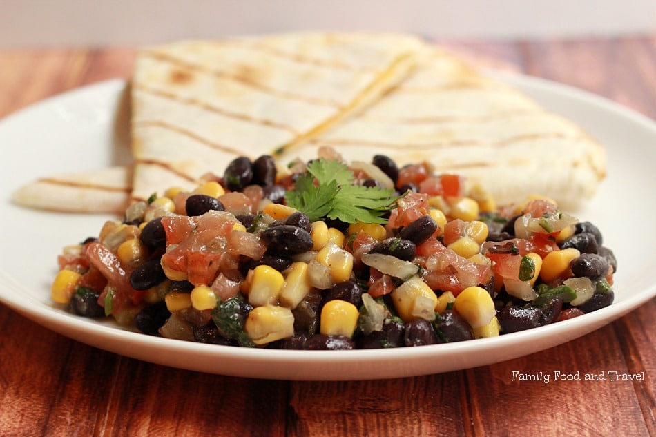 Black Bean and Corn Salad with Quesadilla