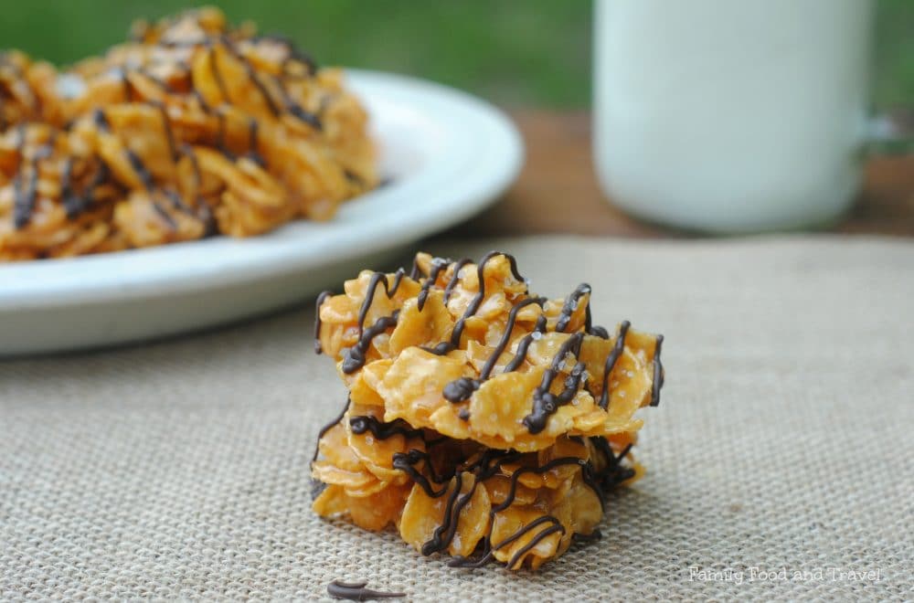 No Bake Caramel and Sea Salt Cornflake Clusters