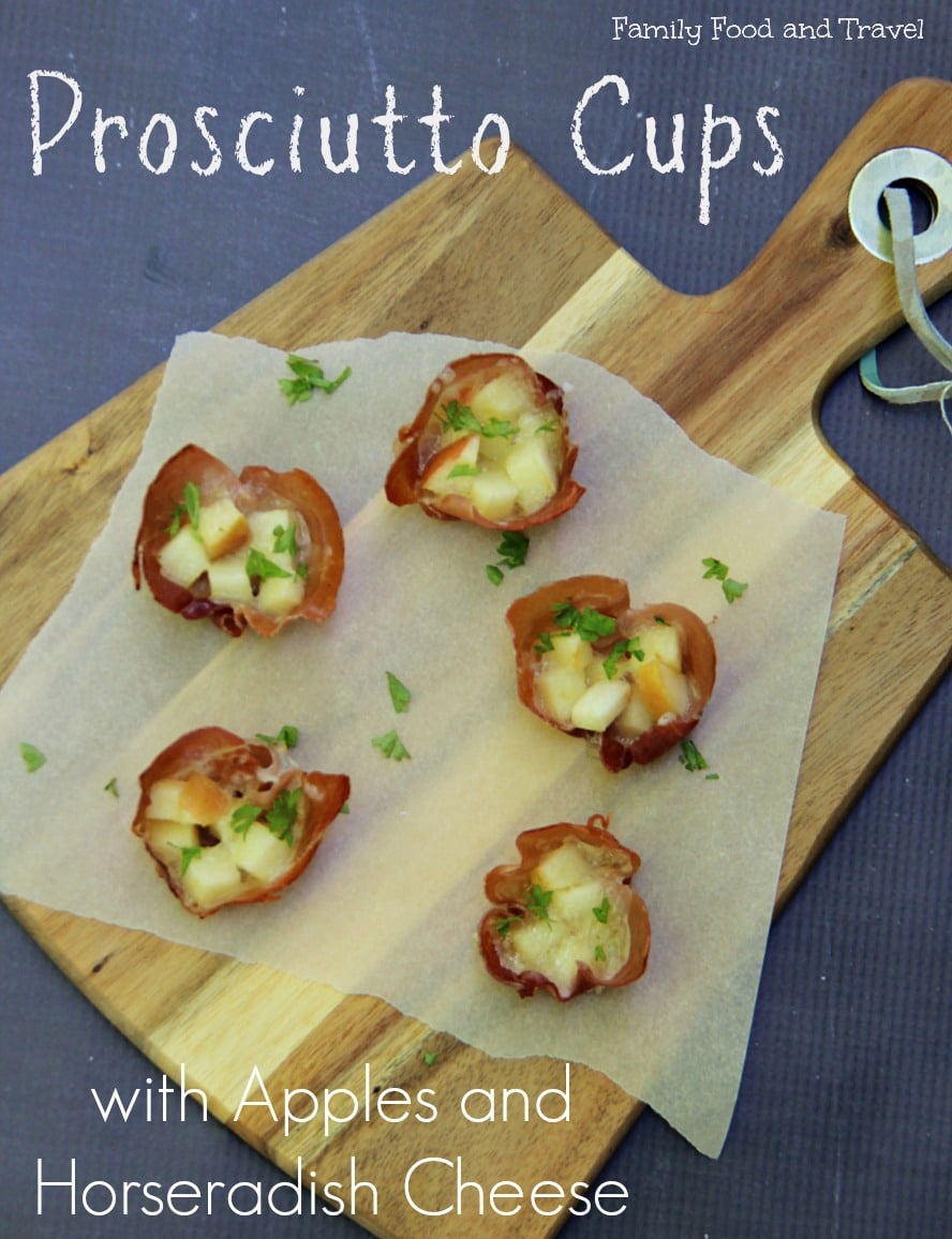 prosciutto cups with apples and cheese