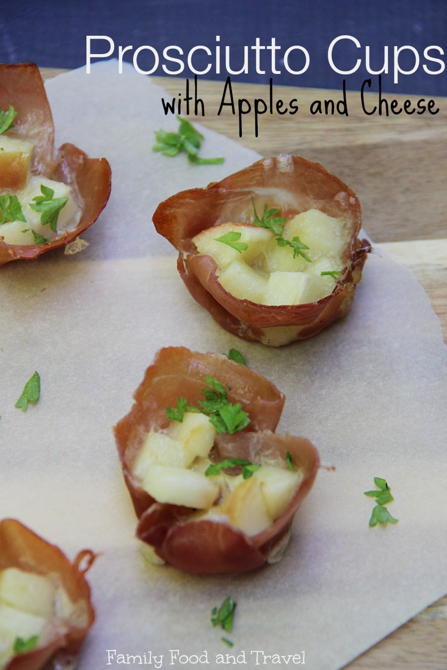 prosciutto cups with apples and ivanhoe horseradish cheese