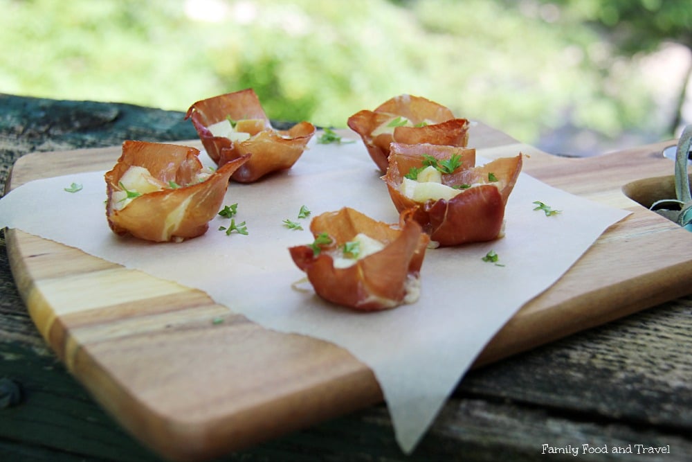 Prosciutto Cups with Apples and Horseradish Cheese