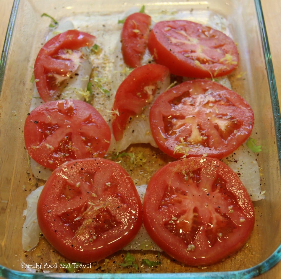 Tomato Baked Tilapia with Lemon Prep2