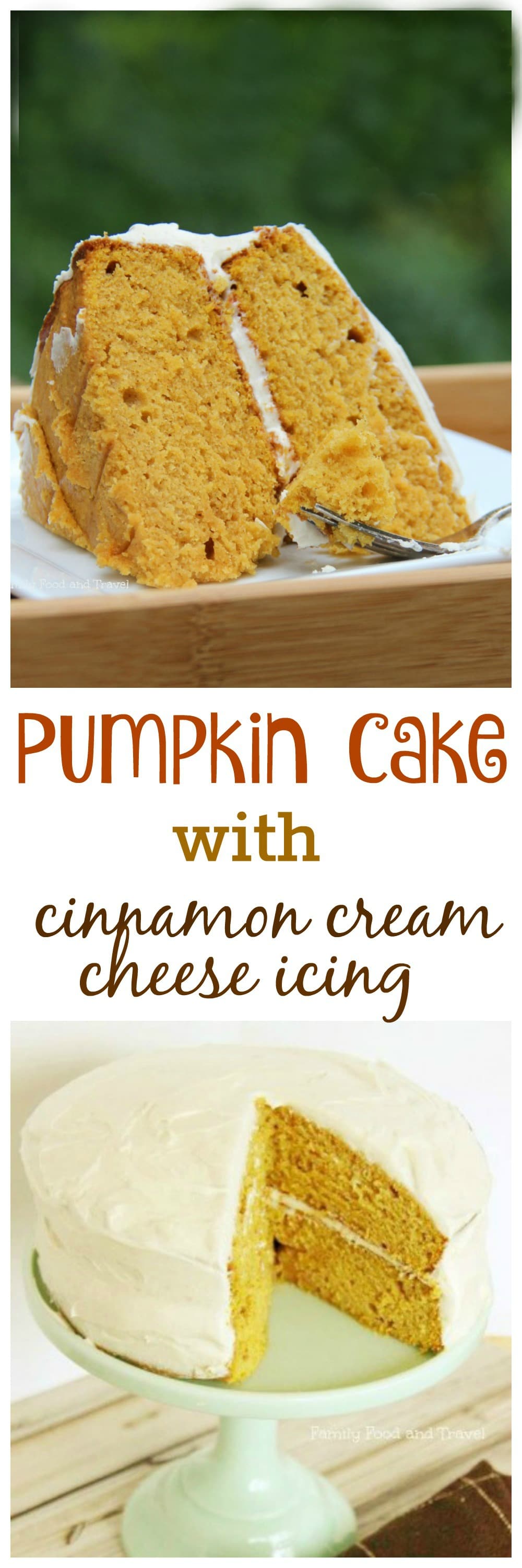 Pumpkin Cake with Cinnamon Cream Cheese Icing