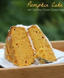 pumpkin cake with cinnamon cream cheese icing
