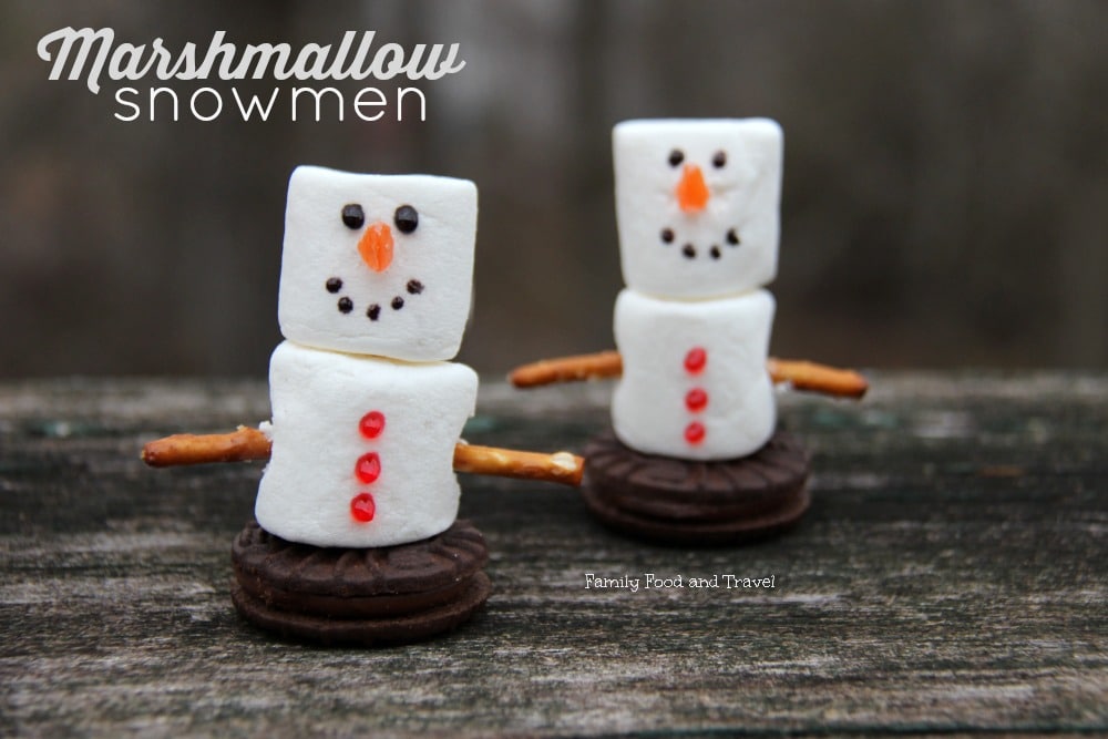 Try these adorable Marshmallow Snowmen. 