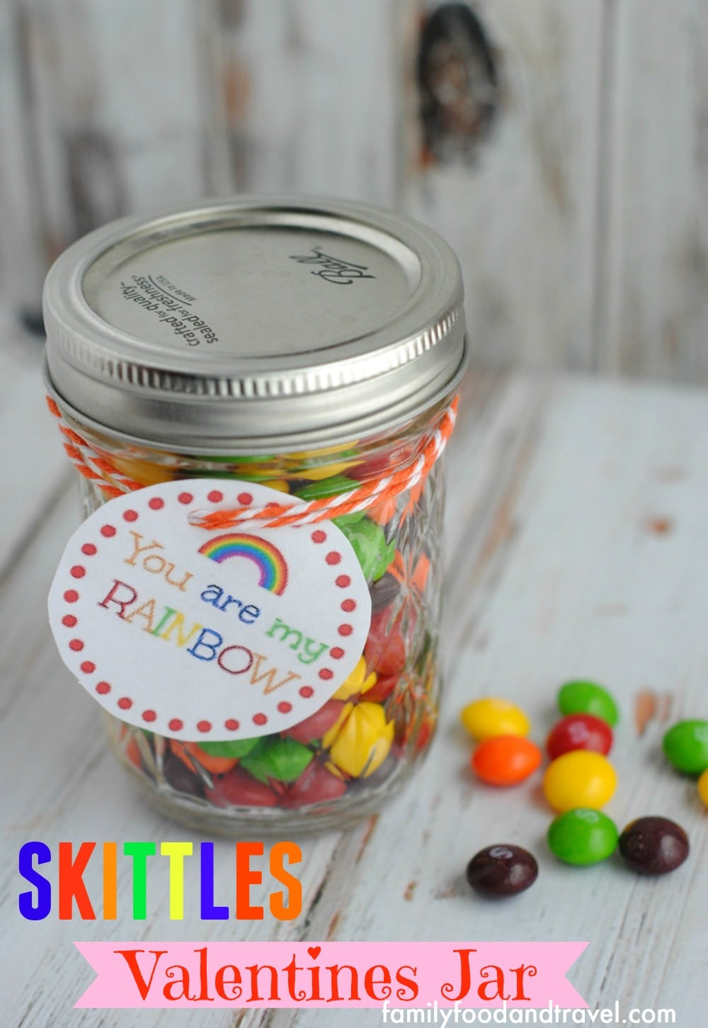 skittles rainbow jar with candy