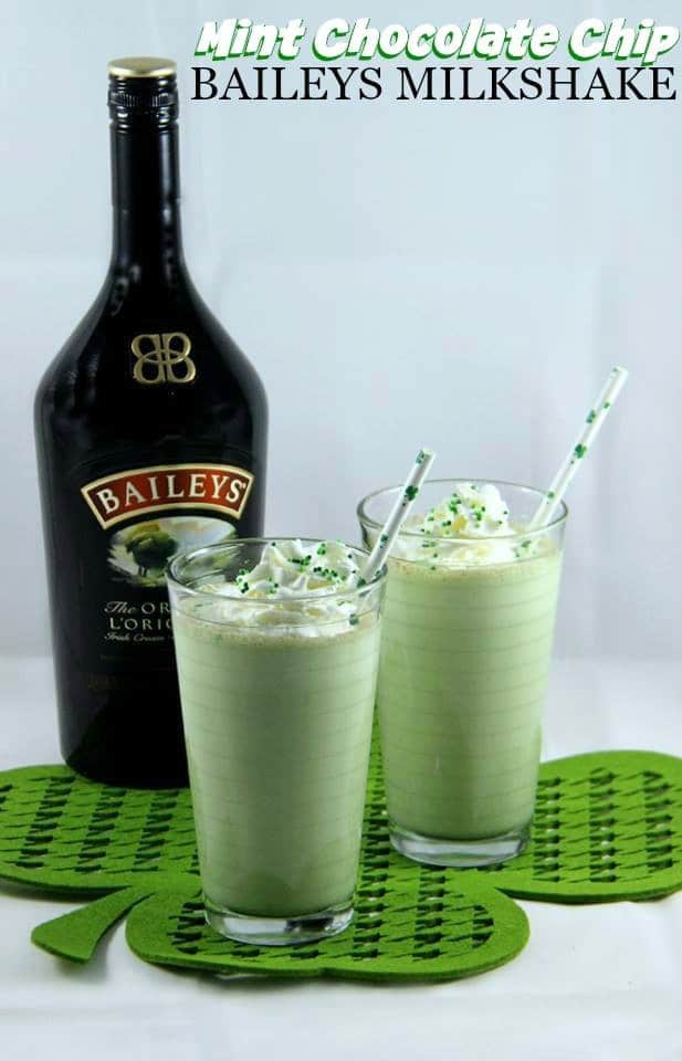 Mint Chocolate Chip Baileys Milkshake perfect for St. Patty's Day