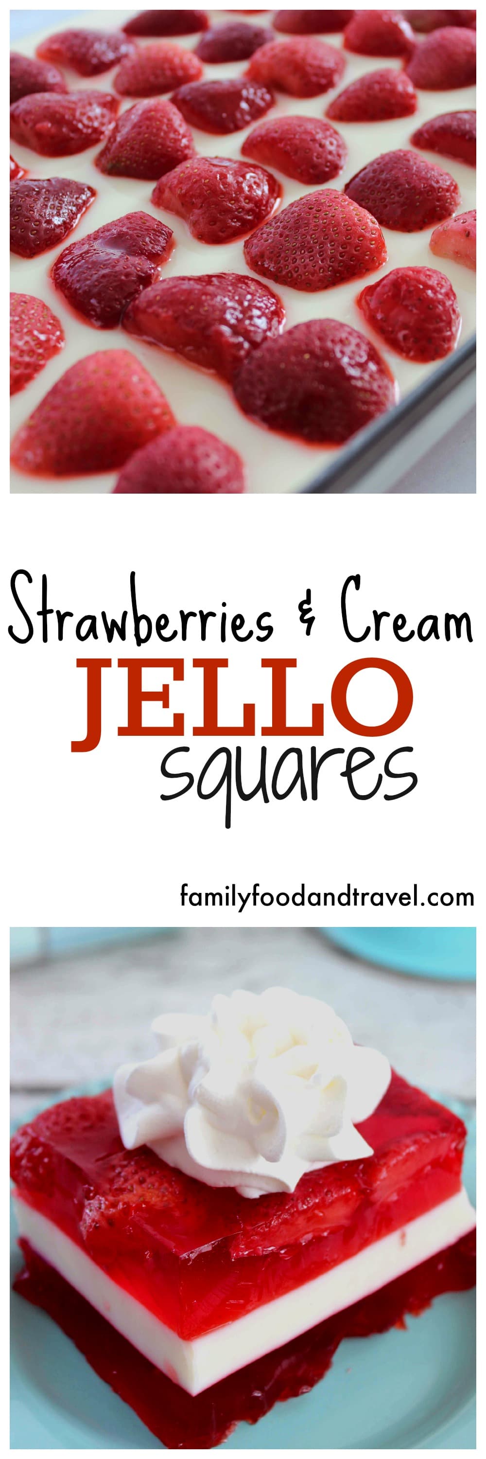 Strawberries and Cream Jello Squares