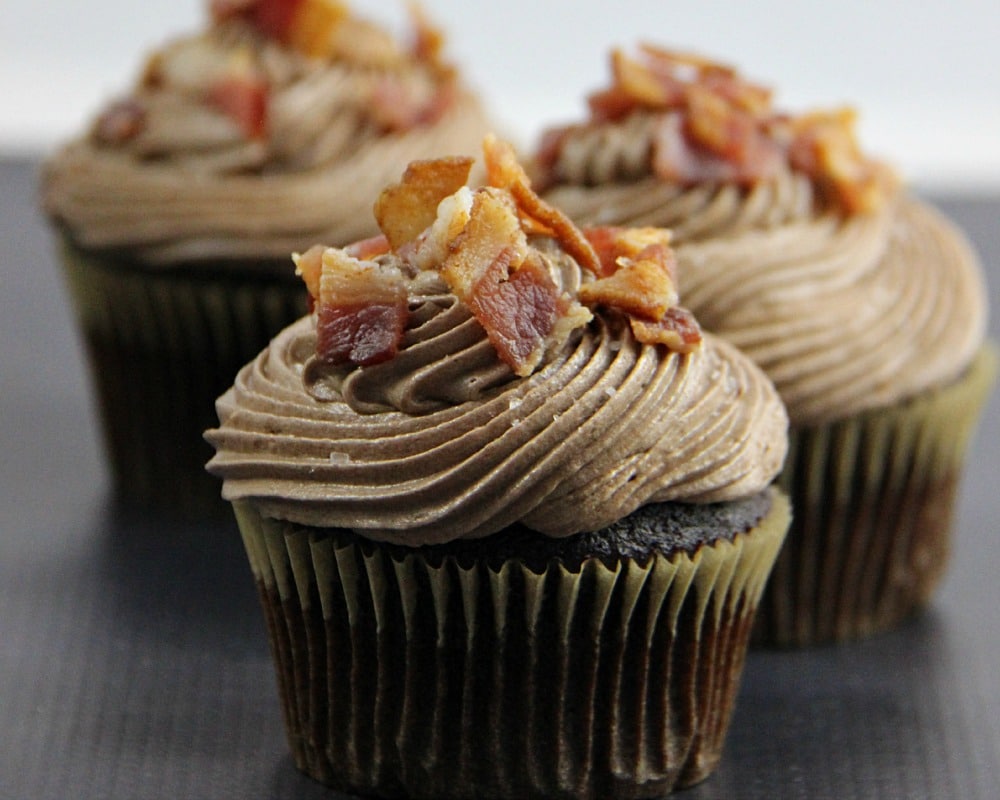 Chocolate Covered Bacon Cupcakes