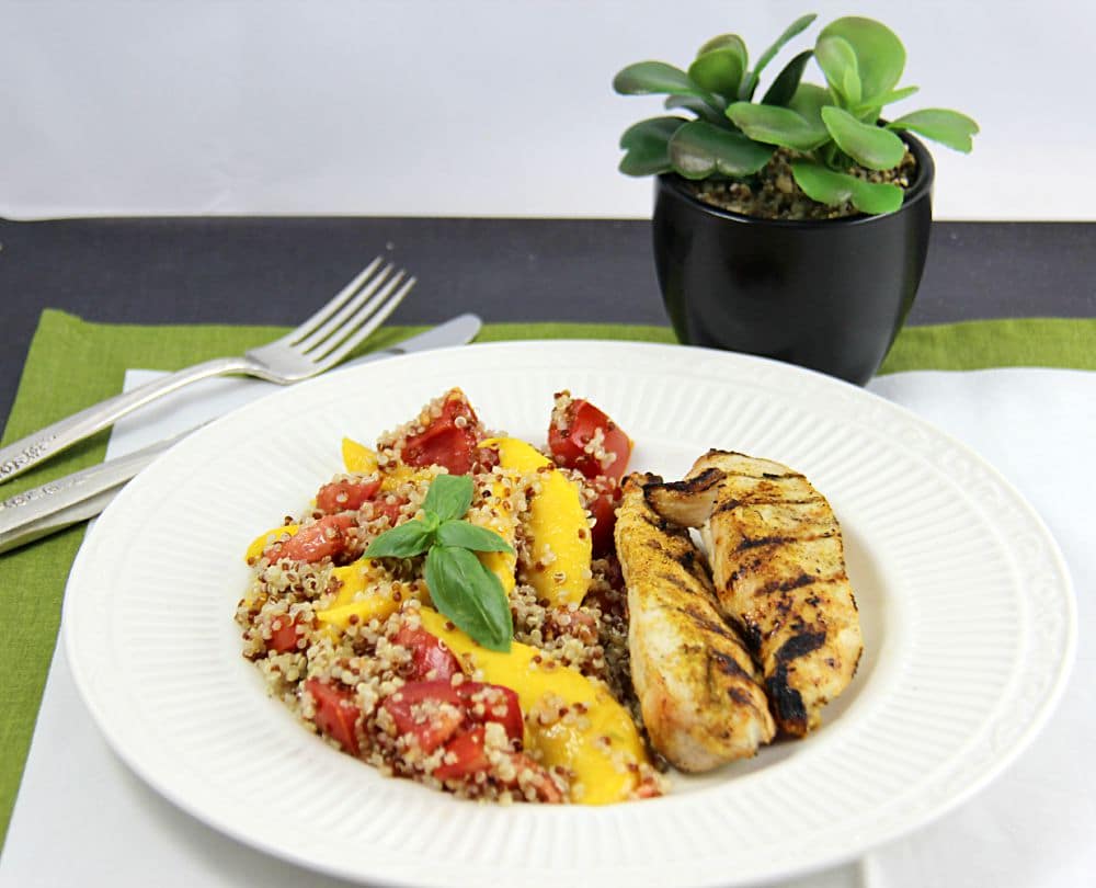 Grilled Chicken with Tomato Mango and Quinoa Salad