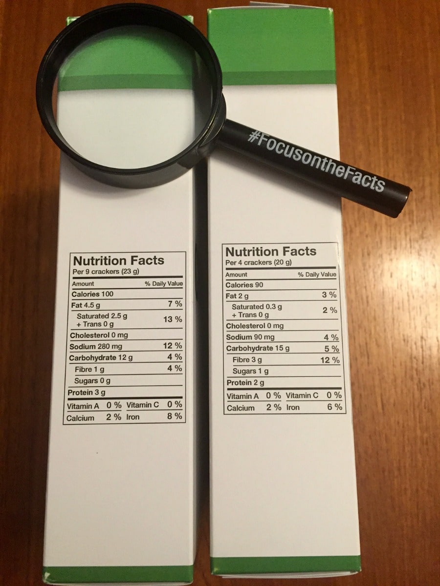 crackers nutritional label