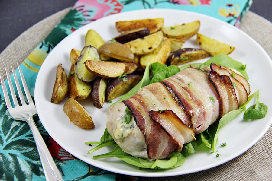 Bacon Wrapped Chicken Breasts Stuffed with Blue Cheese and Figs