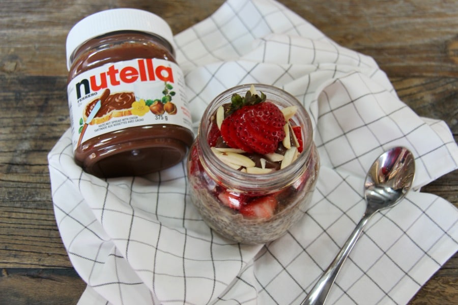 Chia Banana Strawberry Breakfast Jar with Nutella