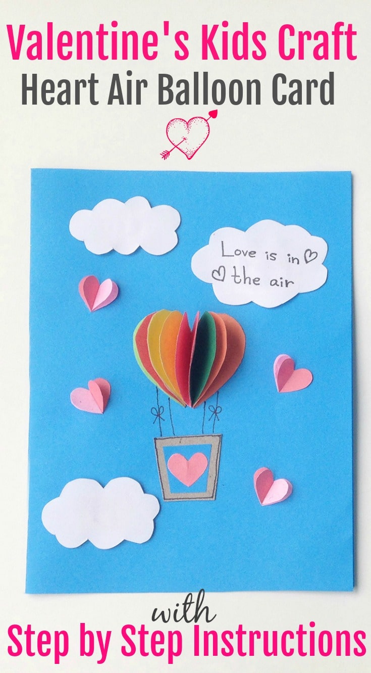 Valentines Kids Craft heart air balloon 