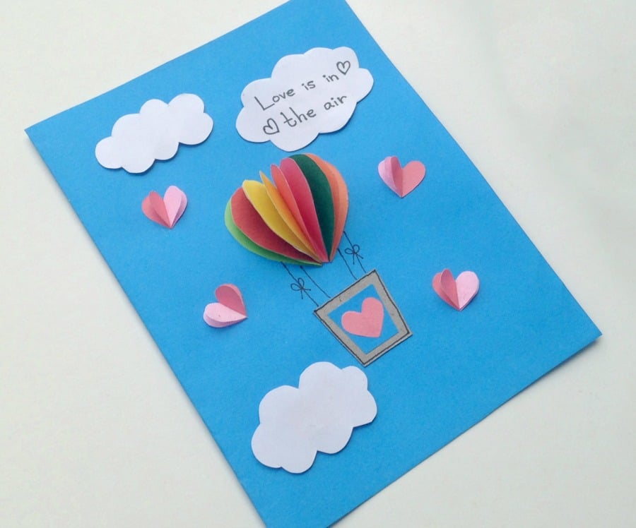 Valentines Kids Craft heart air balloon 