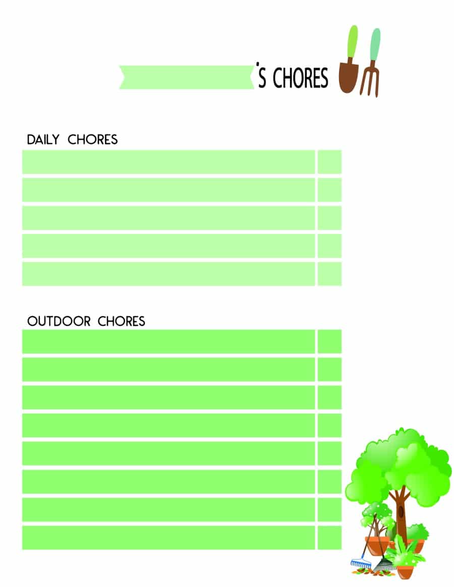 outdoor chore chart for kids