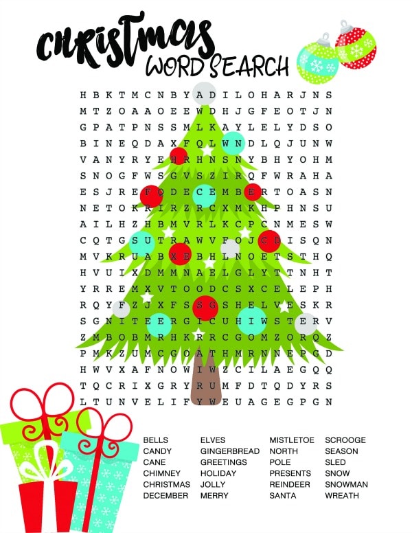 Christmas Word Search Christmas Tree