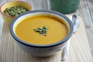 Instant Pot Butternut Squash Soup with Apples and Sweet Potato (vegan)