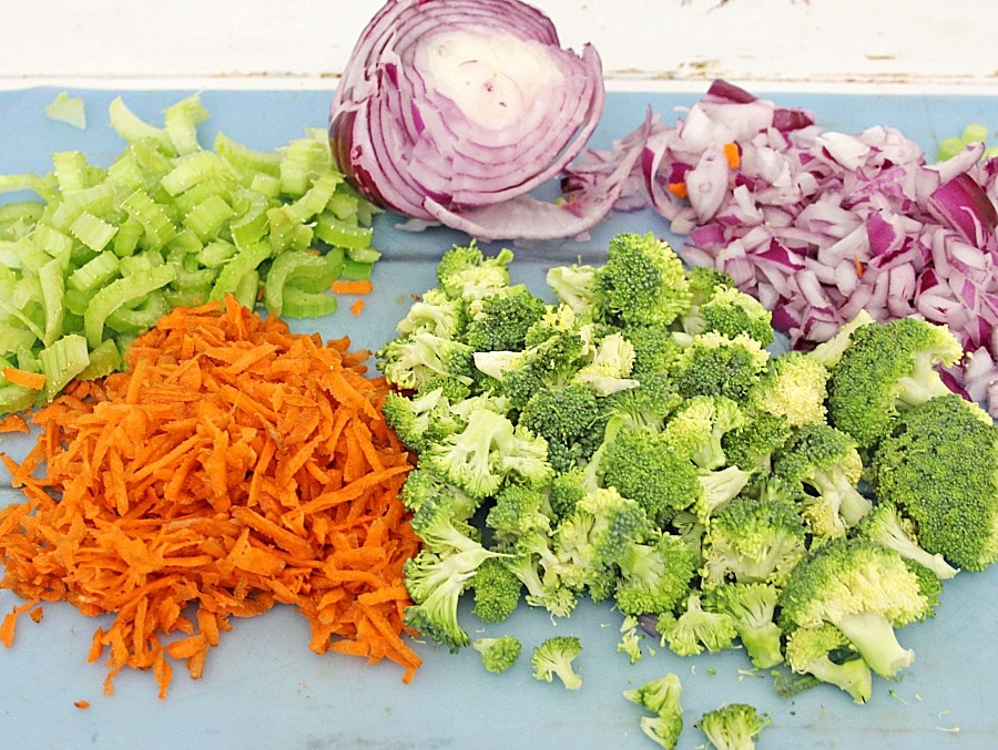 Honey Crisp Broccoli Salad process ingredients 