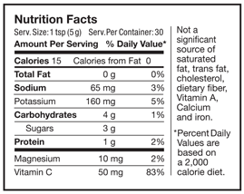 Superbeets Beetroot nutrition facts