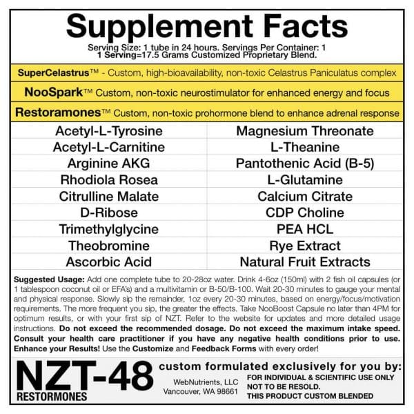 What are the ingredients of NZT 48 Limitless